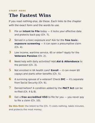 The VA Benefits Field Guide: Start Here, the fastest wins.